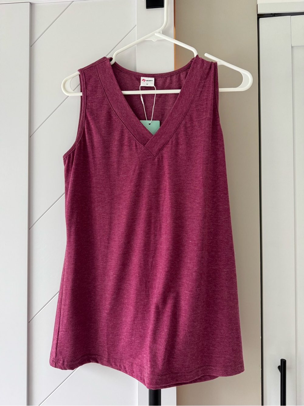 Women's V-Neck Sleeveless Tank Top - Berry